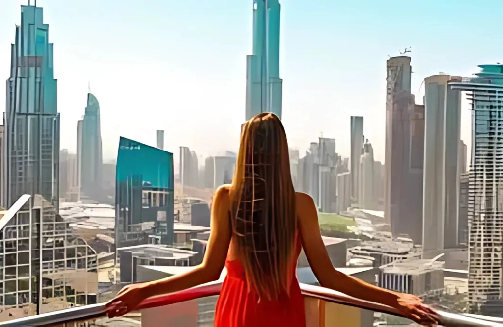 girl watching burj khalifa 